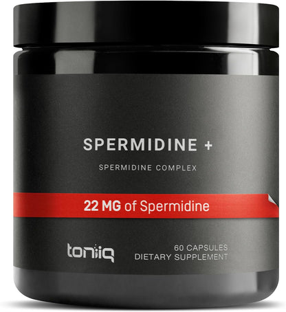 Toniiq 22mg Ultra Concentrated Spermidine Supplement – Spermidine Supplements for Men and Women – Rice Germ Extract and Trihydrochloride Complex Blend – 60 Vegetarian Capsules – 30 Servings