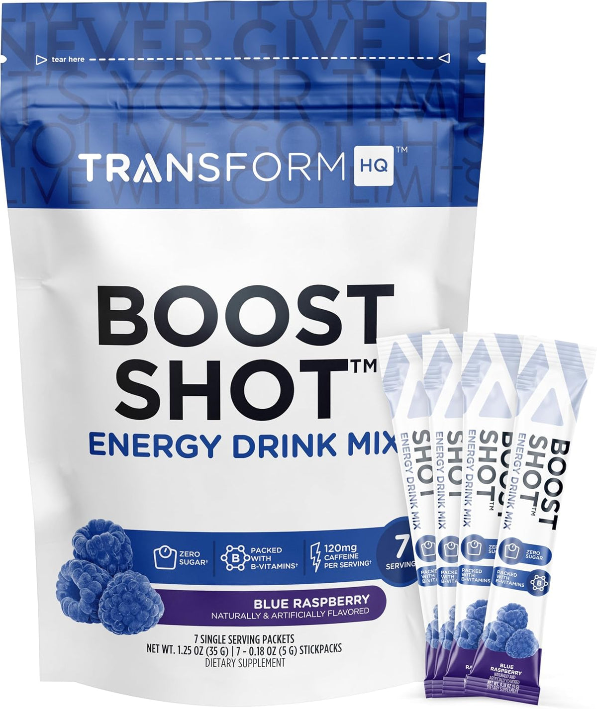 TransformHQ Boost Shot Powder Drink Sachets, Blue Raspberry, Pack of 7 - görsel 6