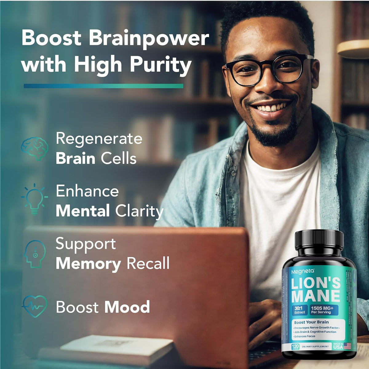 Lion's Mane Extract with Black Pepper – 120 Capsules - görsel 6