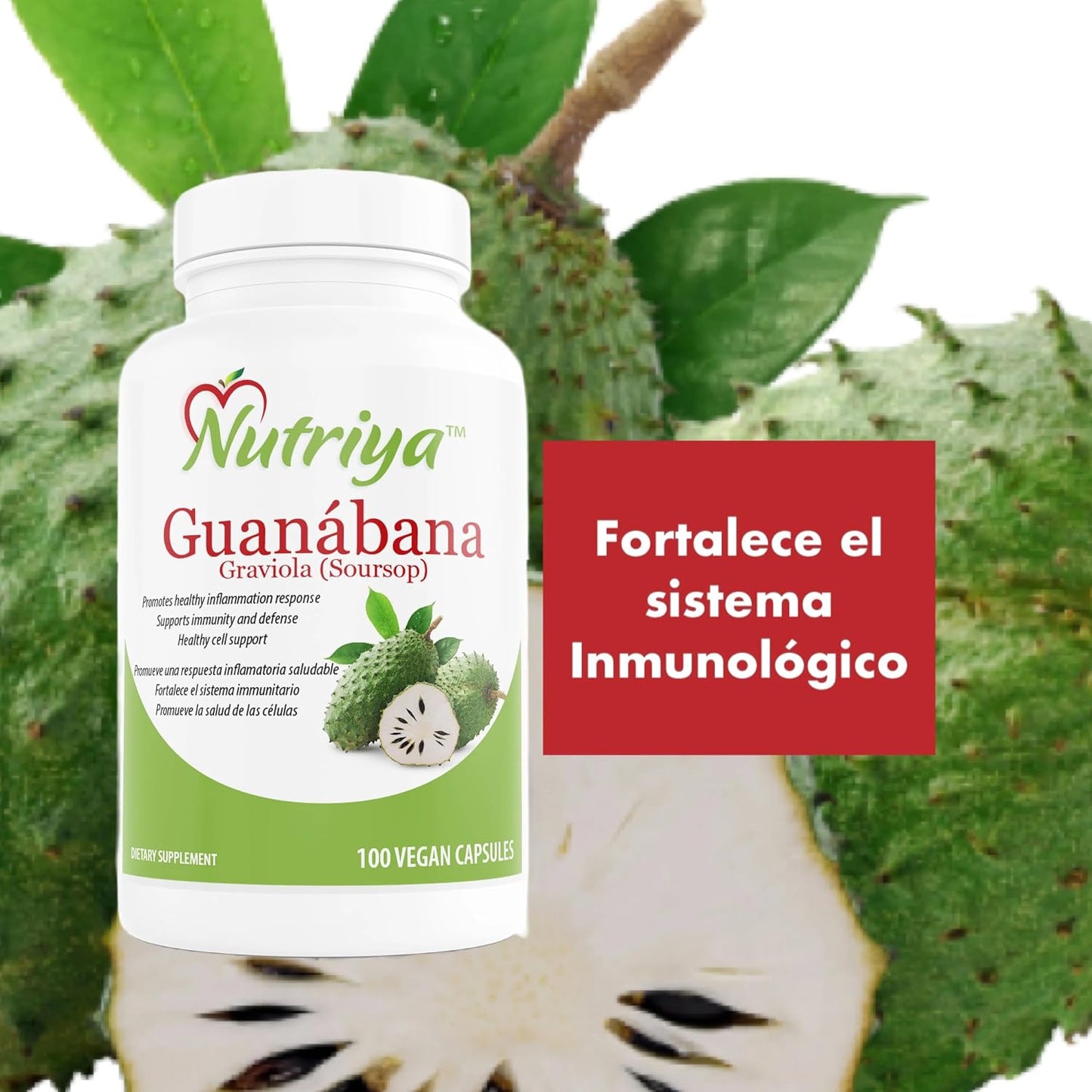 Nutriya Guanábana (Soursop/Graviola) – Super Antioxidant Support – 100 Vegetarian Capsules - görsel 5