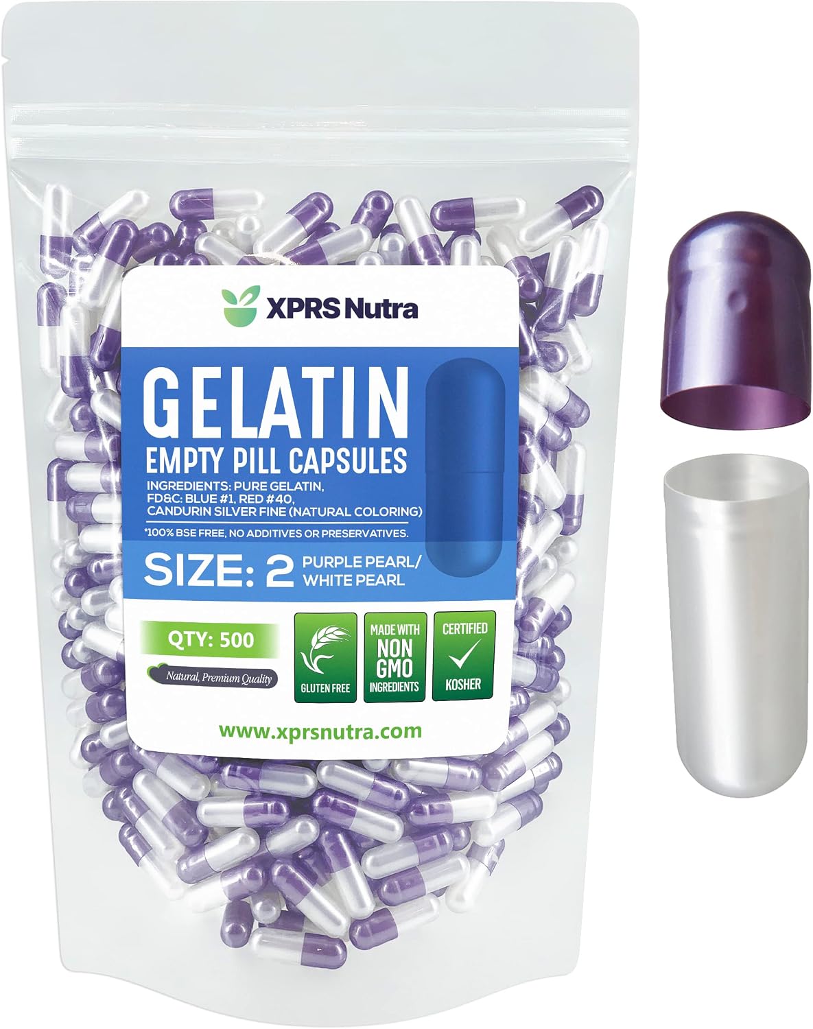 XPRS Nutra Size 2 Empty Capsules - 100 Count Clear Gelatine Capsules - DIY Capsule Filling - Pure Bovine Gel Caps for Homemade Supplements - görsel 7