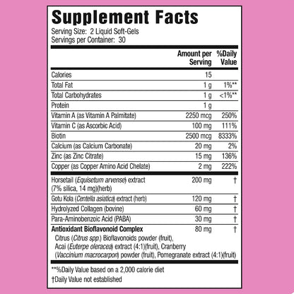 Applied Nutrition Longer Stronger Hair & Nails – 60 Liquid Softgels, Pack of 3 – Biotin, Silica & Collagen – 90 Servings