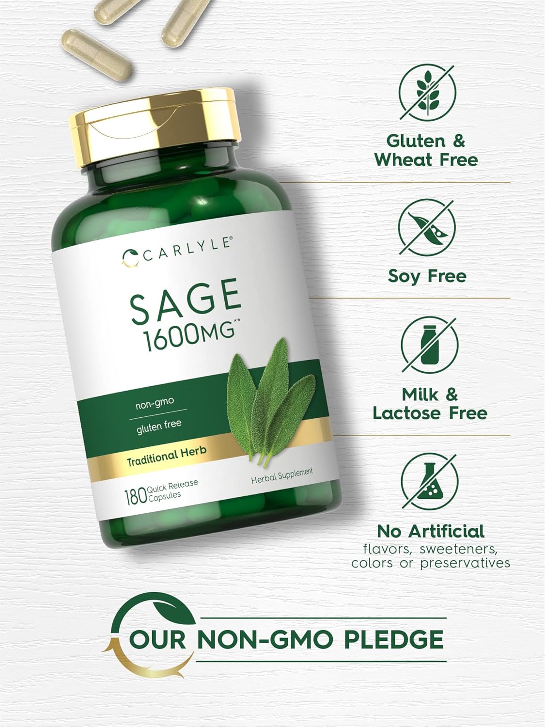 Carlyle Sage Supplement - High Strength Leaf Extract, 180 Capsules - görsel 4