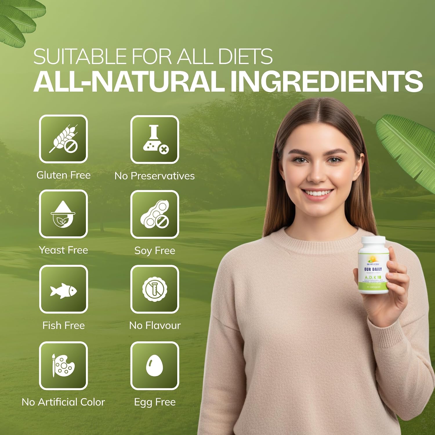 Daily Vites ADK 10 Vitamin Food Supplement: High Potency A, D3, K2-MK7 – 180 Capsules - görsel 6