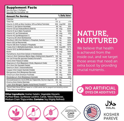 Zahler Prenatal +DHA 300 – Methylated Folate and DHA Supplement for Pregnancy – 120 Softgels