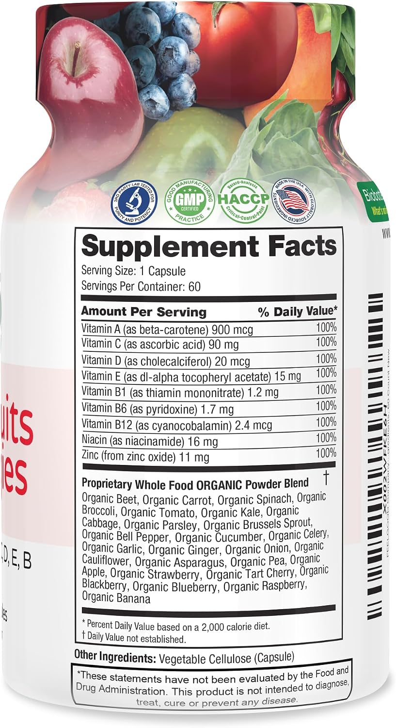 Vita Fruits and Veggies Capsules – Organic Superfood Multivitamin with 25 Ingredients - görsel 2