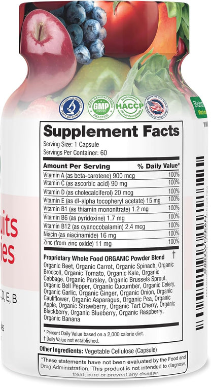 Vita Fruits and Veggies Capsules – Organic Superfood Multivitamin with 25 Ingredients