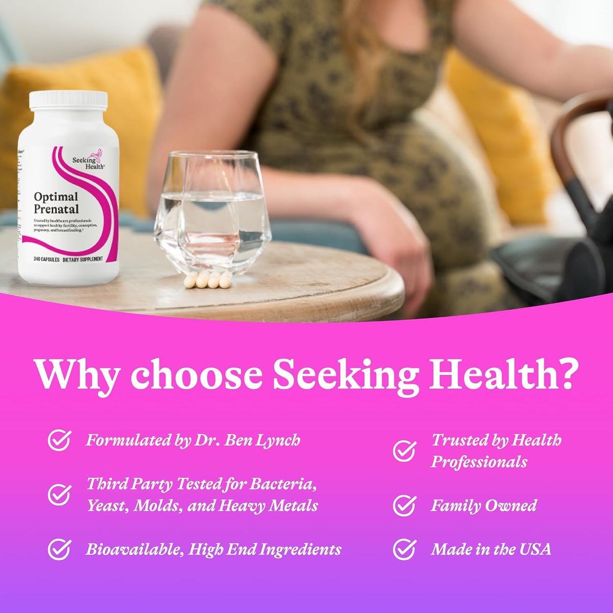 Seeking Health Optimal Prenatal – with Vitamin B12, L-Methylfolate & Choline – Vegetarian Food Supplement for Maternal Health – 240 Capsules - görsel 7