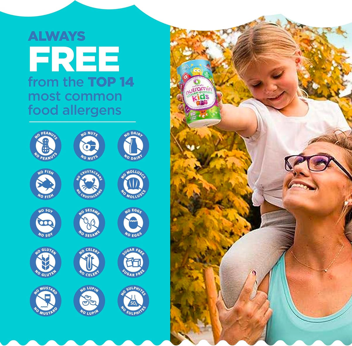 Nutracelle NUTRAMIN Sugar-Free, Allergen-Free Vegan Gummy Multivitamins for Children (90 Gummies) - görsel 5