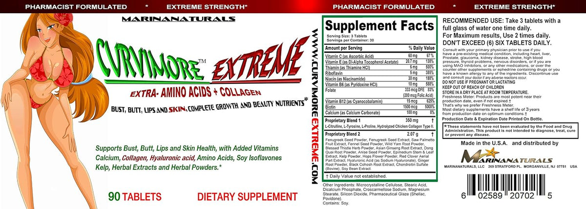 CURVIMORE Extreme 5-in-1 Body Enhancement Supplement with Herbal Extracts and Vitamins – 90 Tablets - görsel 5