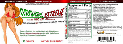 CURVIMORE Extreme 5-in-1 Body Enhancement Supplement with Herbal Extracts and Vitamins – 90 Tablets