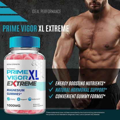 Prime Vigour XL Extreme Gummies - Extra Strength Men's Supplement for Stamina, Endurance & Energy (3-Pack)