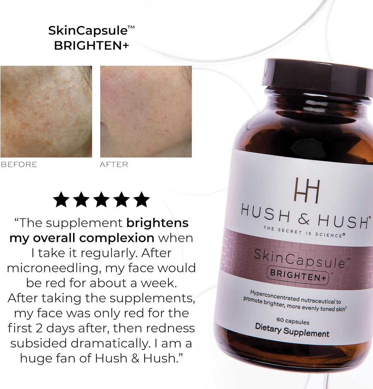 Hush & Hush Brighten+ Vitamin C Supplement for Even Skin Tone, 60 Capsules - görsel 5