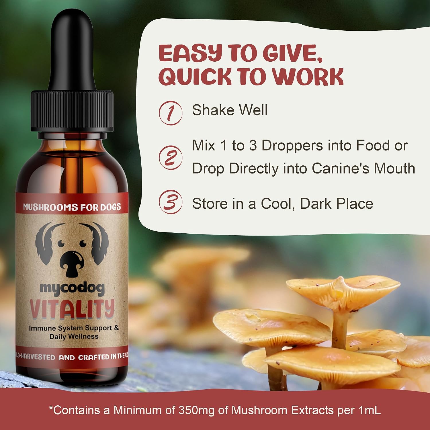 Vitality - 20-in-1 Turkey Tail Mushroom for Dogs - Mushroom & Adaptogen Supplement for Senior Dogs - Supporting Immune Health & Daily Wellness - with Reishi, Chaga - görsel 6