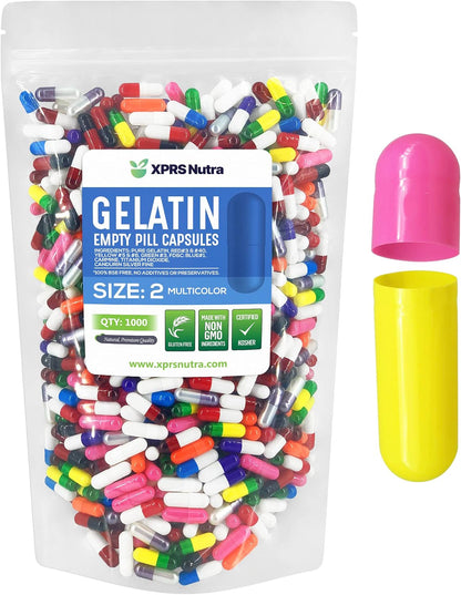 XPRS Nutra Size 2 Empty Gelatine Capsules (100 Capsules) for Homemade Supplement Filling