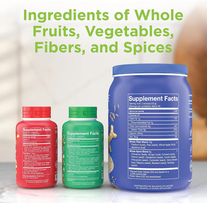 Balance of Nature Whole Health System: Whole Food Fruits, Vegetables & Fibre Supplements (30 Servings Each)