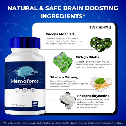 Memoforce Advanced Formula Brain Health Support Capsules (3 Pack)