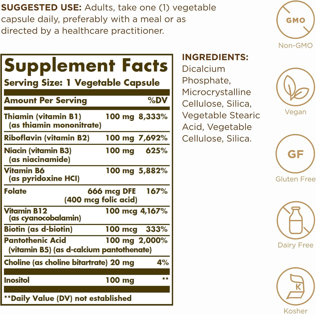 Solgar B-Complex '100' - 200 Vegetable Capsules (2-Pack) - görsel 2
