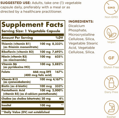 Solgar B-Complex '100' - 200 Vegetable Capsules (2-Pack)