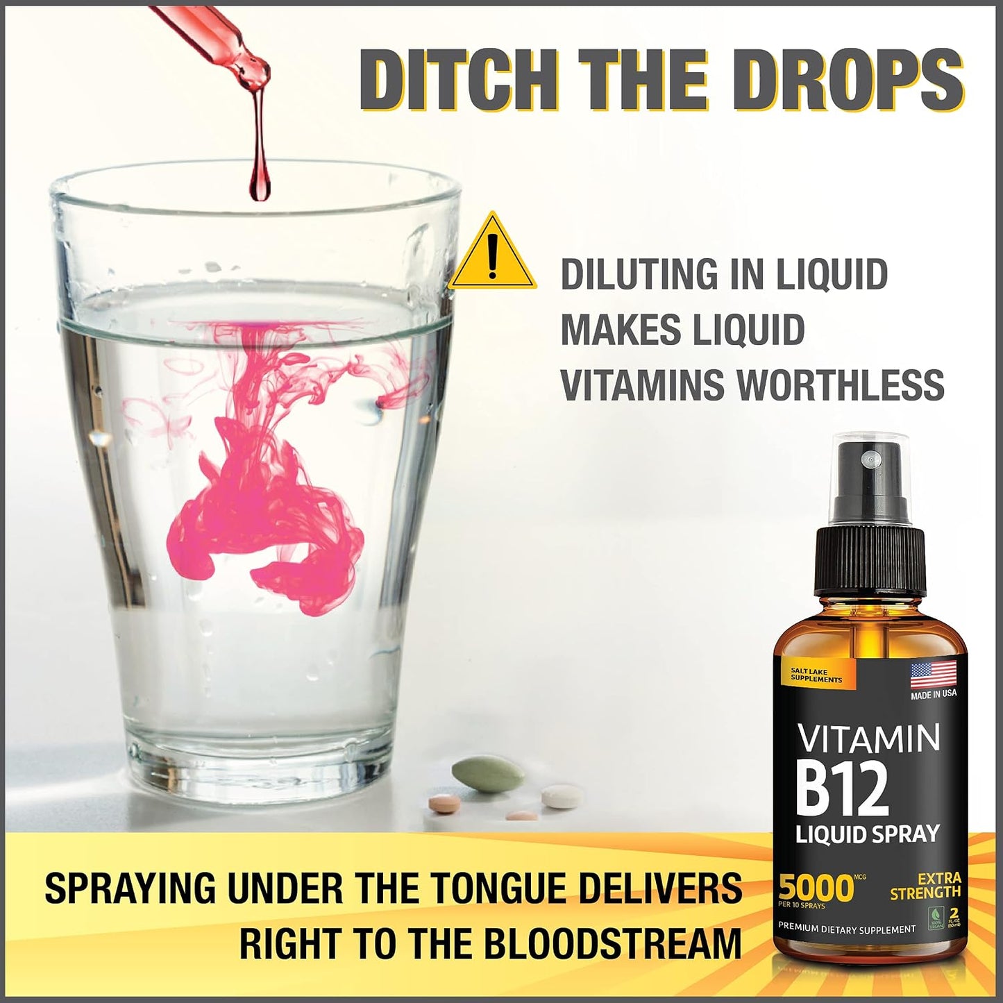 Liquid B12 Spray 5000 mcg – Sublingual Vitamin B12 Methylcobalamin – Vegan, Gluten-Free, Non-GMO (Pack of 2) - görsel 7