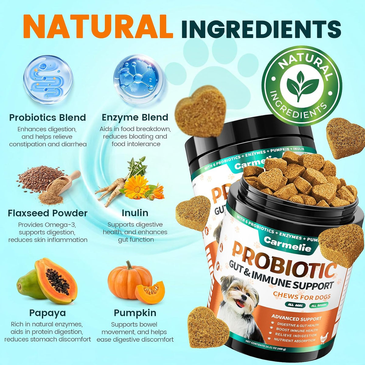 Probiotics for Dogs, Chicken Flavour (200 Chews) – Supports Digestive Health, Skin & Immunity - görsel 3