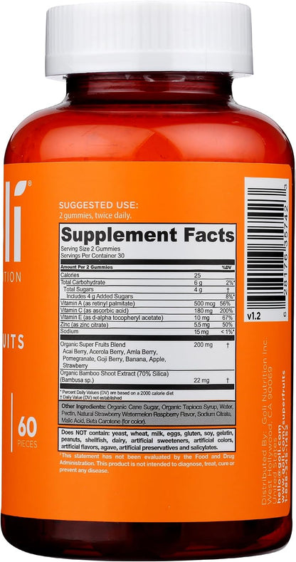 Goli Nutrition Superfruits Gummies, Mixed Fruit, 60 Count