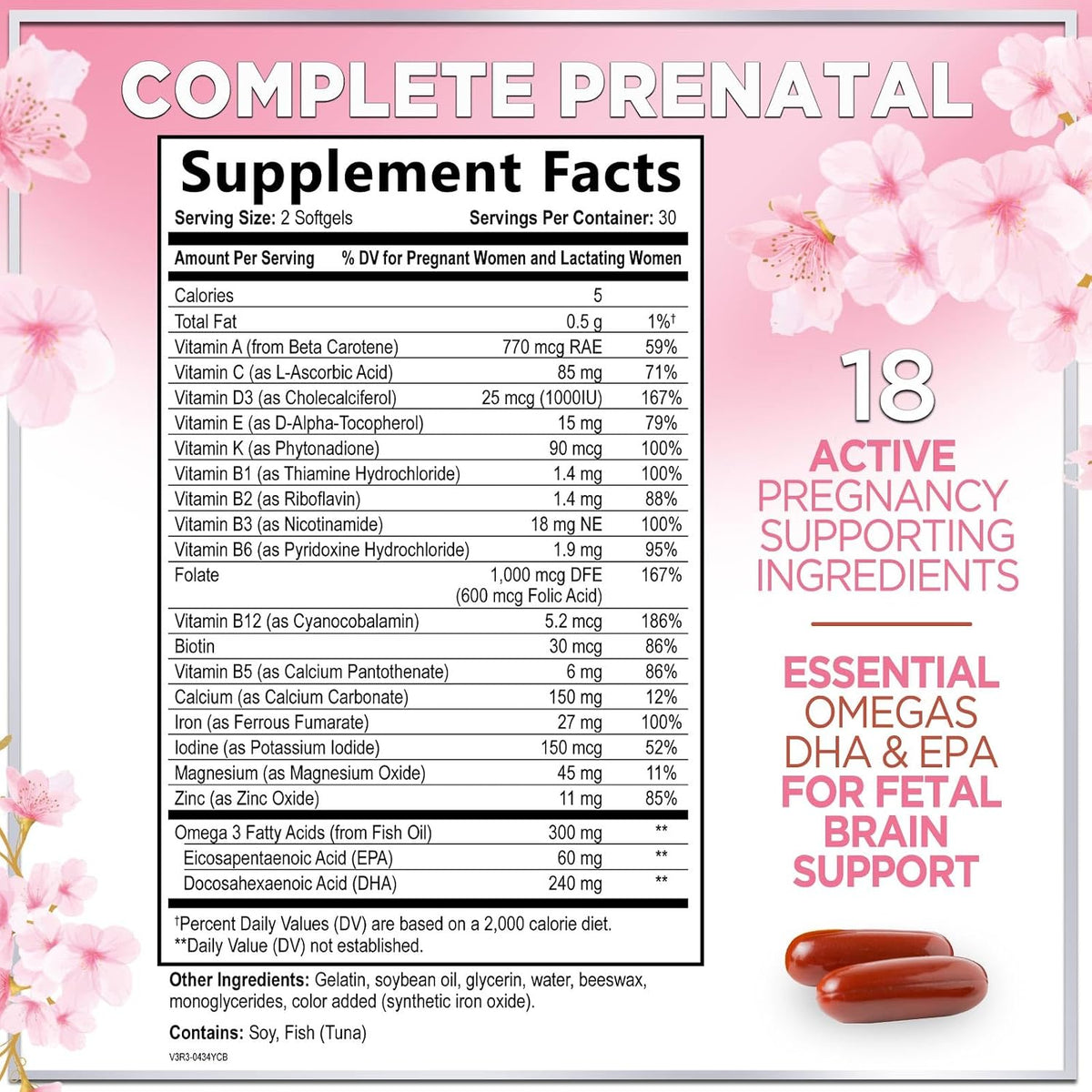 Hello Lovely! Prenatal Vitamins with Folic Acid, DHA and Iron – Daily Pregnancy Multivitamin (60 Softgels) - görsel 2