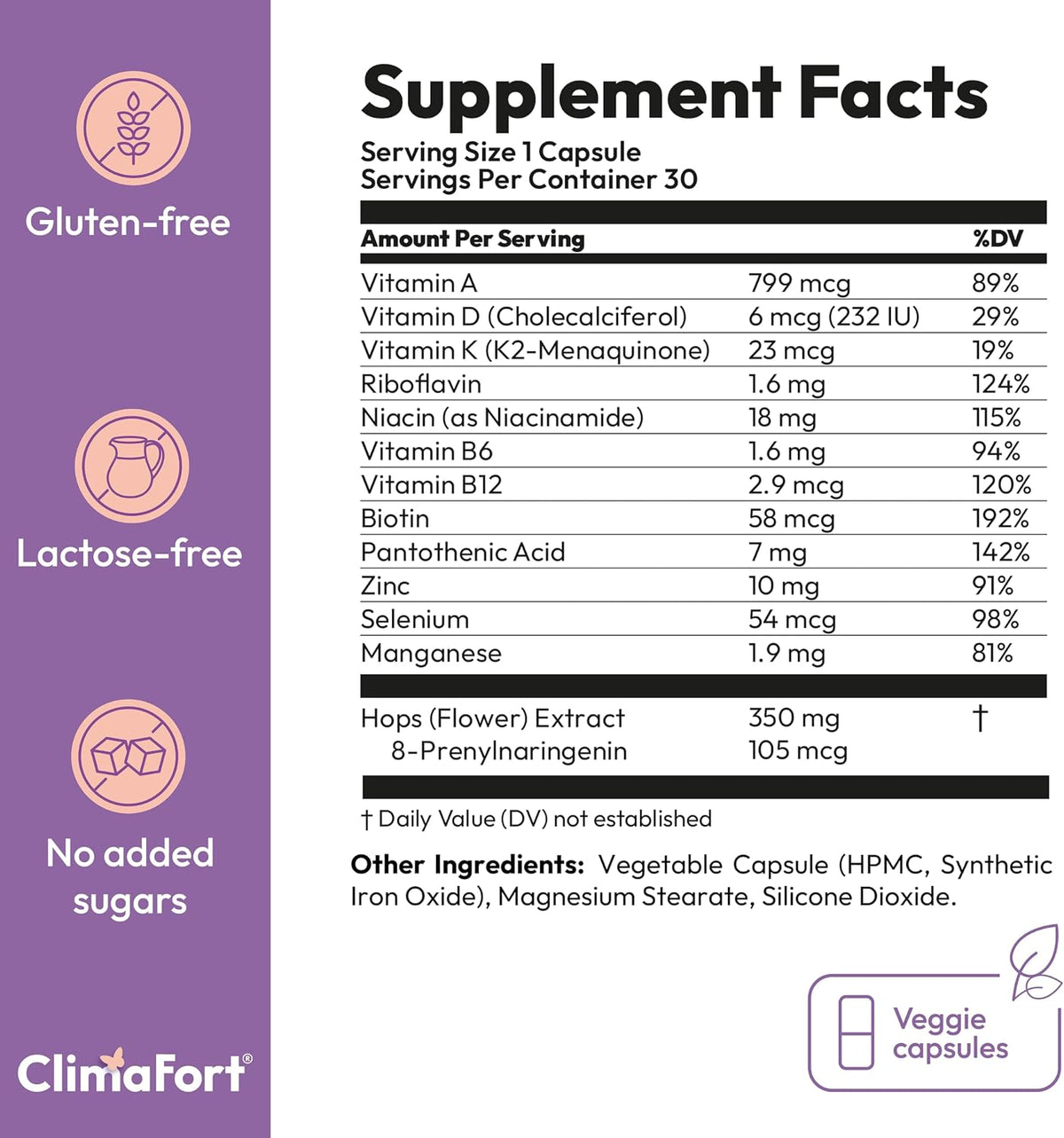 Climafort Menopause Support Capsules – 60-Day Supply | With Hops, Vitamins & Minerals - görsel 7