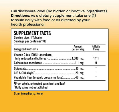 Alkaline for Life Alkalini-C Buffered Vitamin C Tablets, 1000 mg, 100 Tabsules