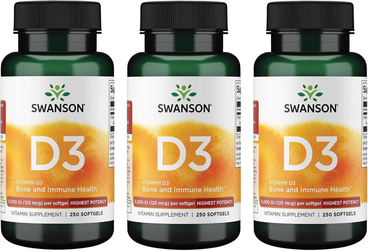 Swanson Vitamin D3 5,000 IU (125 mcg) – 250 Softgels - görsel 8