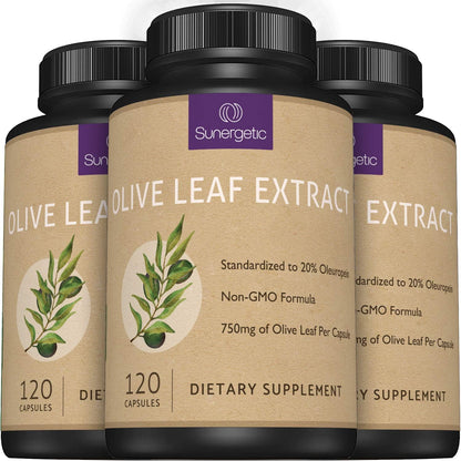 Premium Olive Leaf Extract Capsules – 20% Oleuropein – Immune & Cardiovascular Support – 750 mg – 120 Capsules