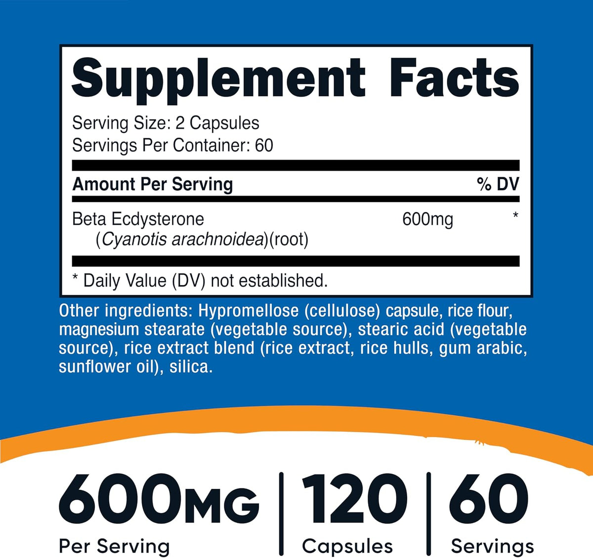 Nutricost Beta Ecdysterone 600mg per Serving, 120 Capsules – Vegan, GM-Free, Gluten-free, 60 Servings - görsel 2