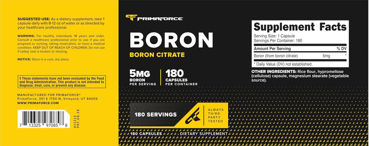 PrimaForce Boron Capsules 5 mg, 180 Vegetarian Capsules - görsel 5
