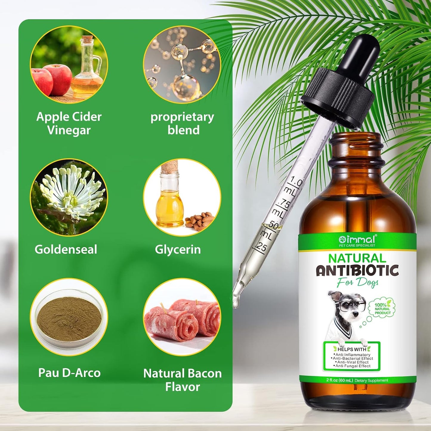 ALIVO Natural Antibiotics for Dogs - Supports Allergy and Itch Relief, Dog Multivitamin, Bacon Flavour - 60ml x 2 - görsel 2