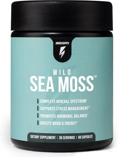 InnoSupps Wild Sea Moss Capsules - Immune Support Food Supplement for Vitality and Gut Health - Daily Minerals for Men and Women (30 Servings)