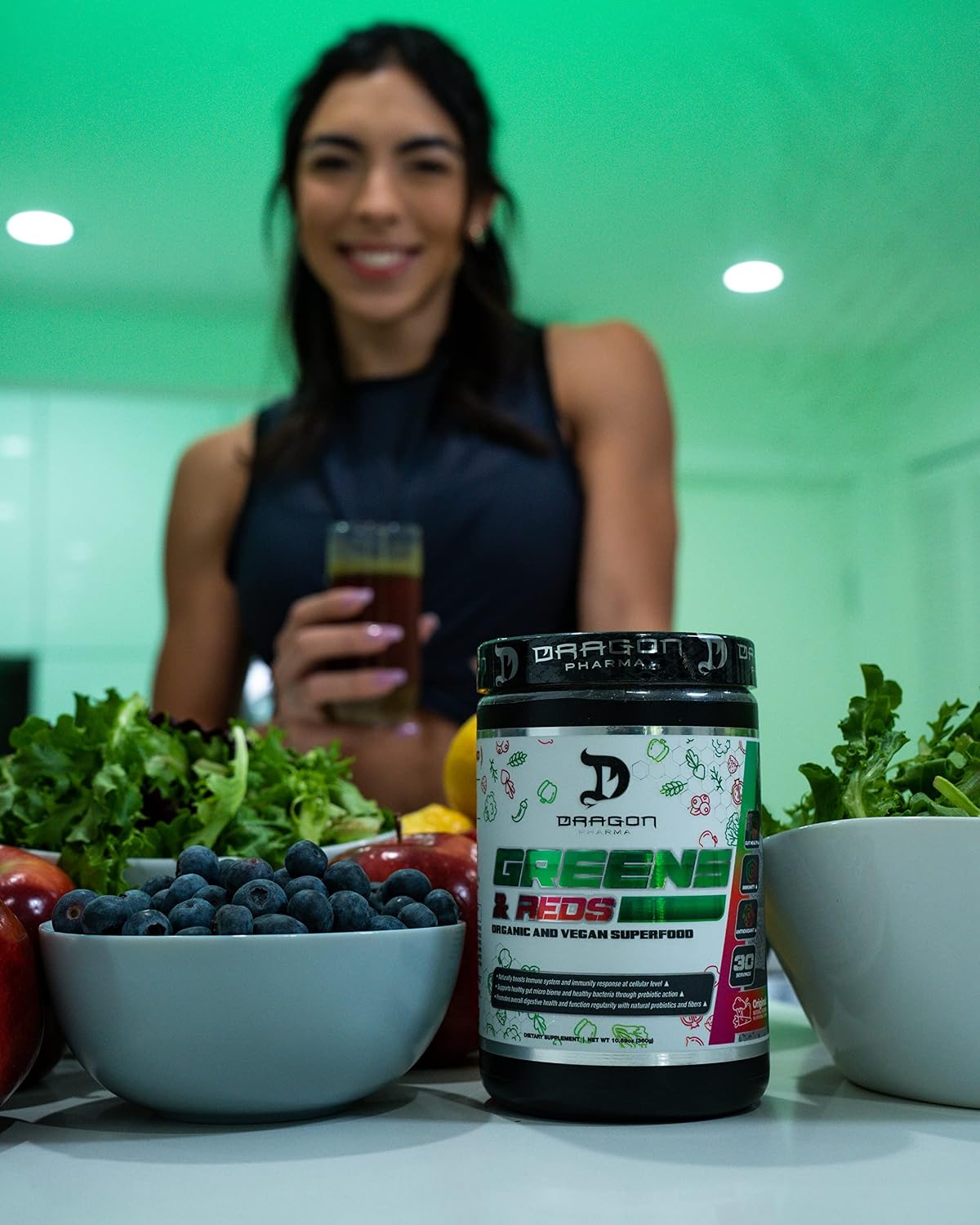 DRAGON PHARMA Greens and Reds Superfood Powder, 30 Servings (Original) - görsel 5