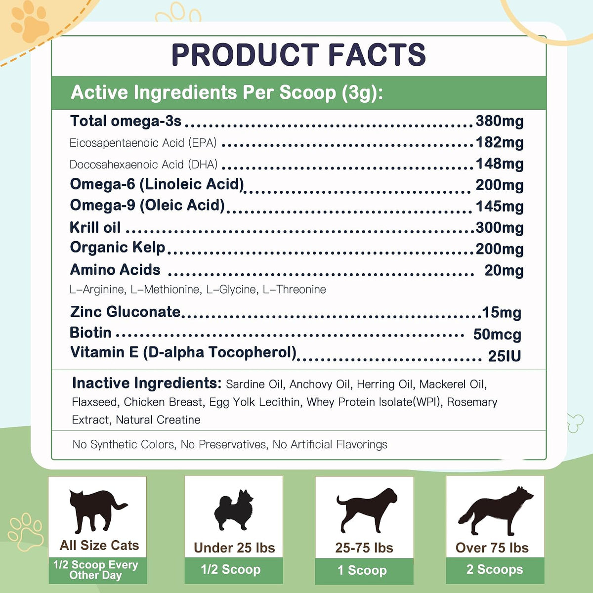 Omega-3 Fish Oil Powder for Dogs – Wild Caught with EPA, DHA, Krill Oil & Kelp - görsel 7