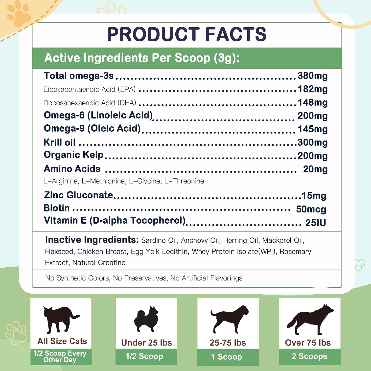 Omega-3 Fish Oil Powder for Dogs – Wild Caught with EPA, DHA, Krill Oil & Kelp - görsel 7