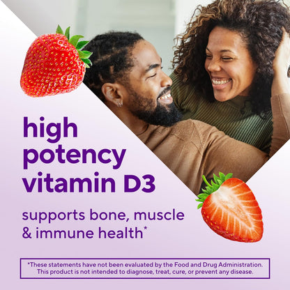 Vitafusion Extra Strength Vitamin D3 Gummies, Strawberry, 120 Count