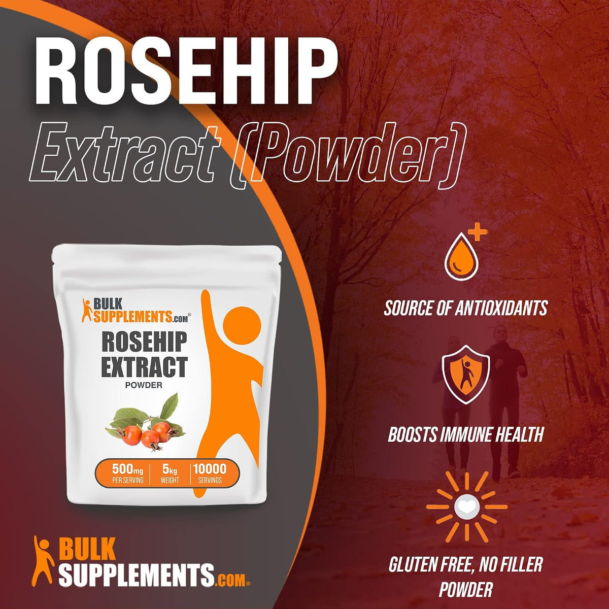 BulkSupplements Rosehip Extract Powder - 500mg per Serving, 5kg Bulk - görsel 3