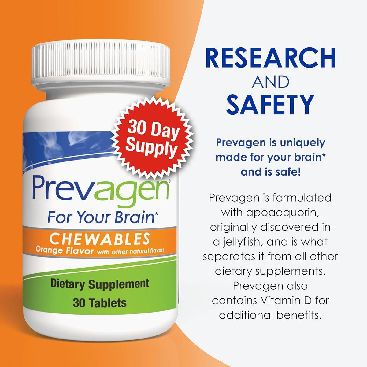 Prevagen Regular Strength Orange Chewables – 90 Tablets (3 Month Supply) - görsel 9
