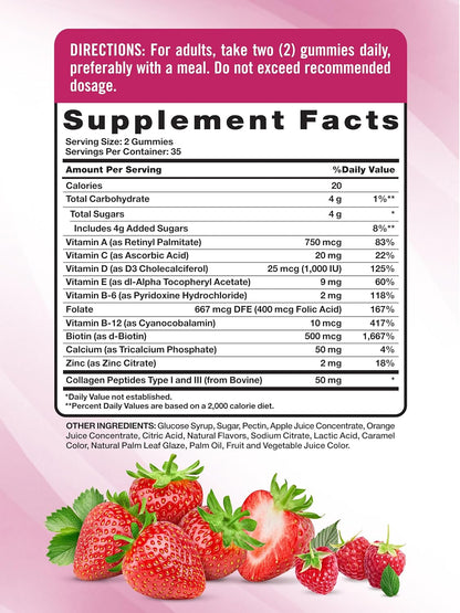 Nature's Truth Women's Multivitamin Gummies Plus Collagen & Biotin, 70 Count