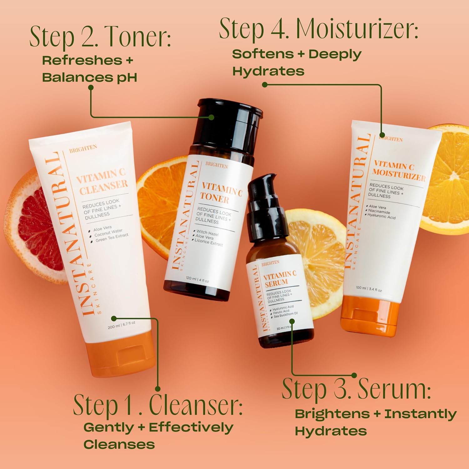 InstaNatural Vitamin C Face Serum with Hyaluronic Acid and Ferulic Acid - 60 ml - görsel 6