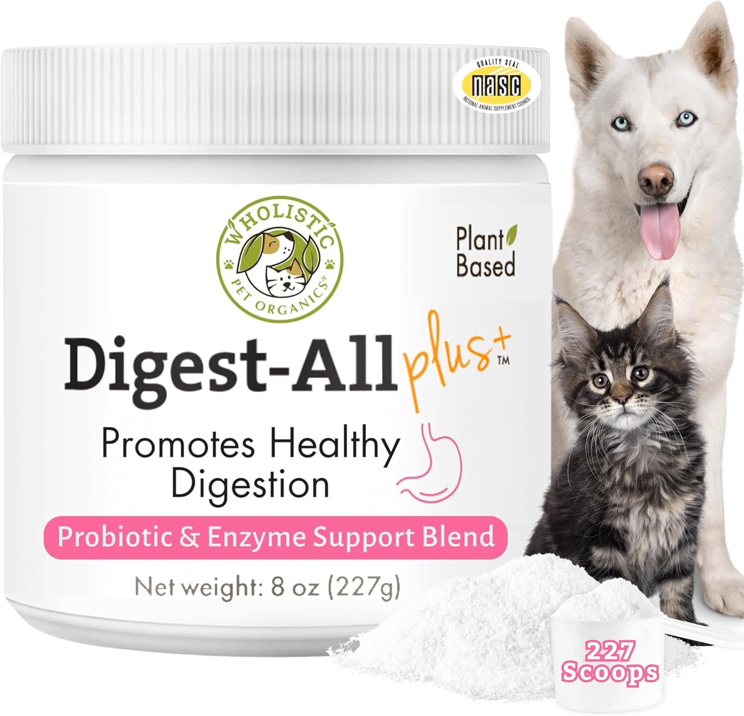 Wholistic Pet Organics Daily Probiotics for Dogs & Cats - Digestive Health Support with Prebiotics & Enzymes - 113 g Powder - görsel 10