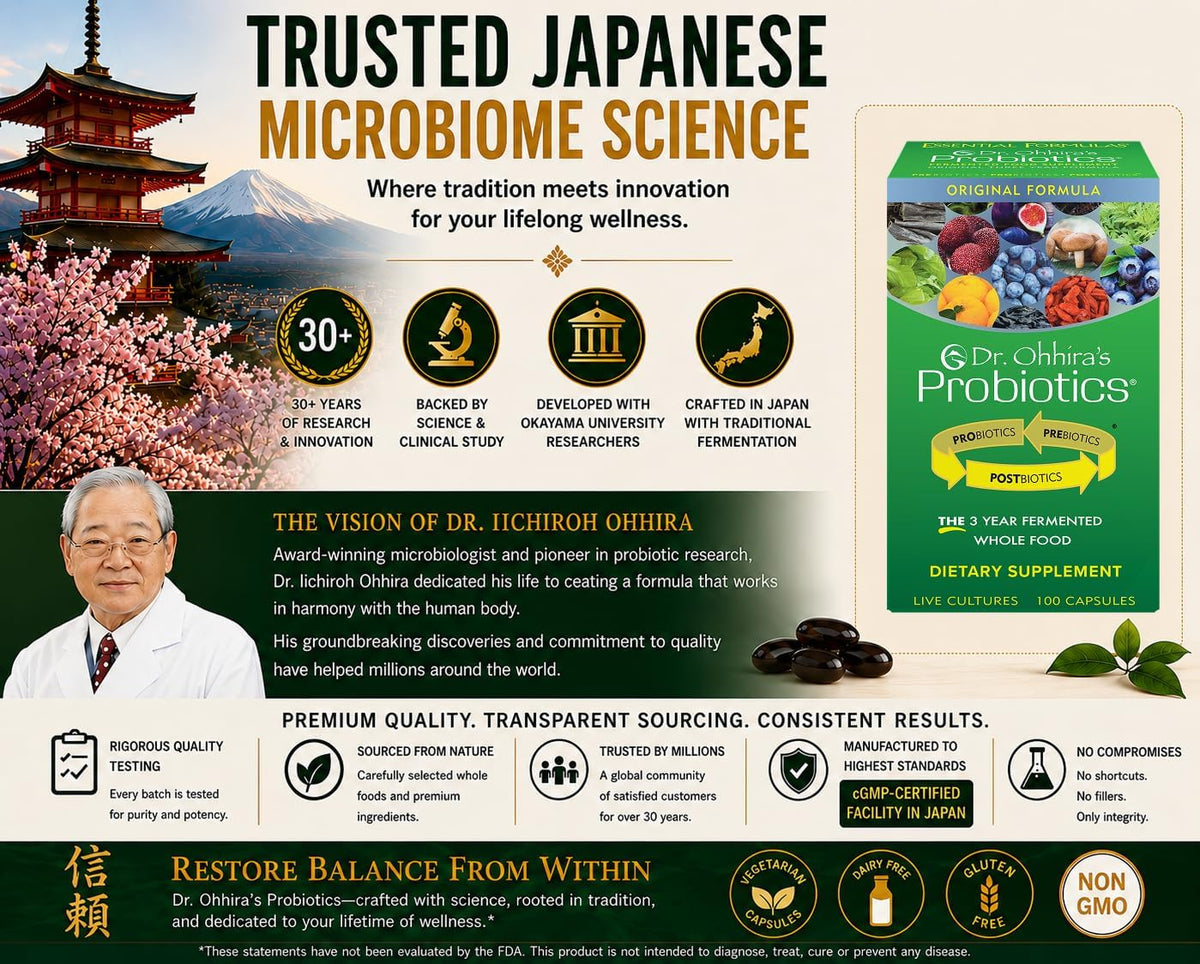 Dr. Ohhira’s Probiotics Original Formula – 3-Year Naturally Fermented Japanese Probiotic with Prebiotics, Probiotics & Postbiotics – Shelf-Stable Gut Health Support – 100+10 Vegetarian Capsules - görsel 8