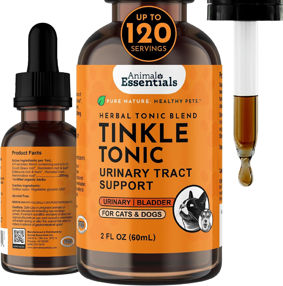 Animal Essentials Tinkle Tonic - Dog and Cat Urinary Tract Support, Kidney Supplement, Supports Urinary Tract, Bladder Health for Pets, with Marshmallow - 1 fl oz (29.5 ml) - görsel 9