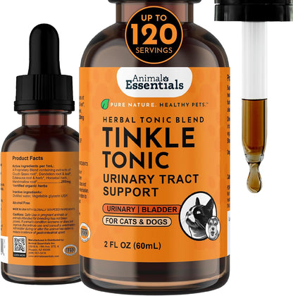 Animal Essentials Tinkle Tonic - Dog and Cat Urinary Tract Support, Kidney Supplement, Supports Urinary Tract, Bladder Health for Pets, with Marshmallow - 1 fl oz (29.5 ml)