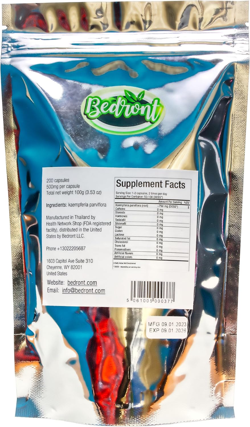 Kaempferia Parviflora Herbal Food Supplement, 100 Capsules (500mg per Capsule) - görsel 7