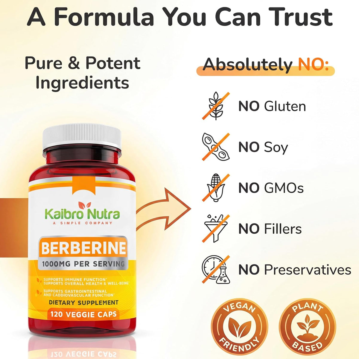 Berberine HCL Supplement 1000mg – Immune System, Glucose Support, Circulatory & Gastrointestinal Health – Vegan & Gluten-Free (120 Capsules) - görsel 4