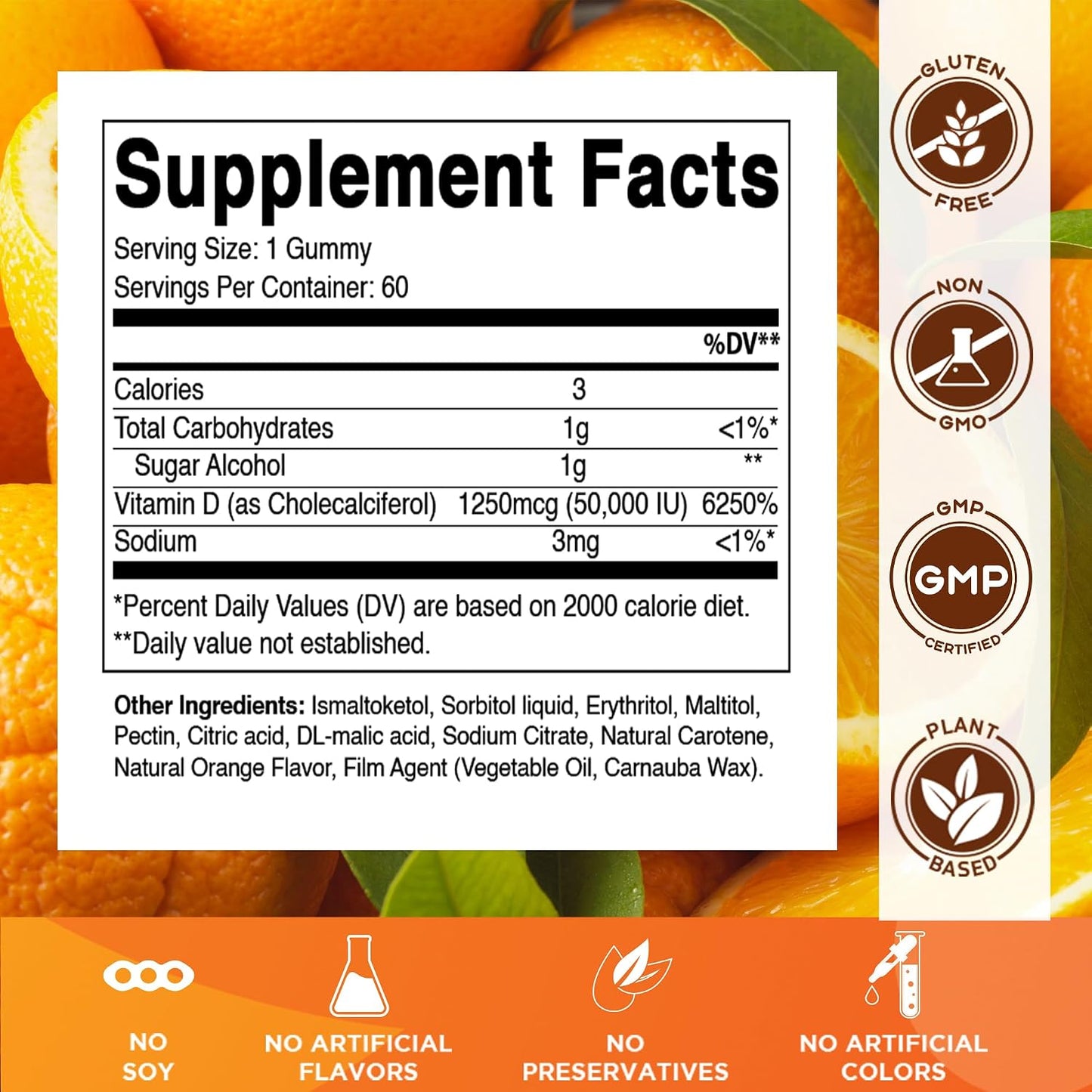 Vitamatic Sugar Free Vitamin D3 50,000 IU Weekly Supplement – 60 Pectin-Based Gummies - görsel 2
